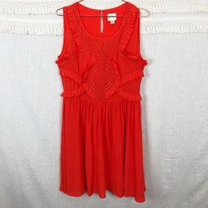 Reiss | Red Silk Loulou Ruffle Detail Dress | 10